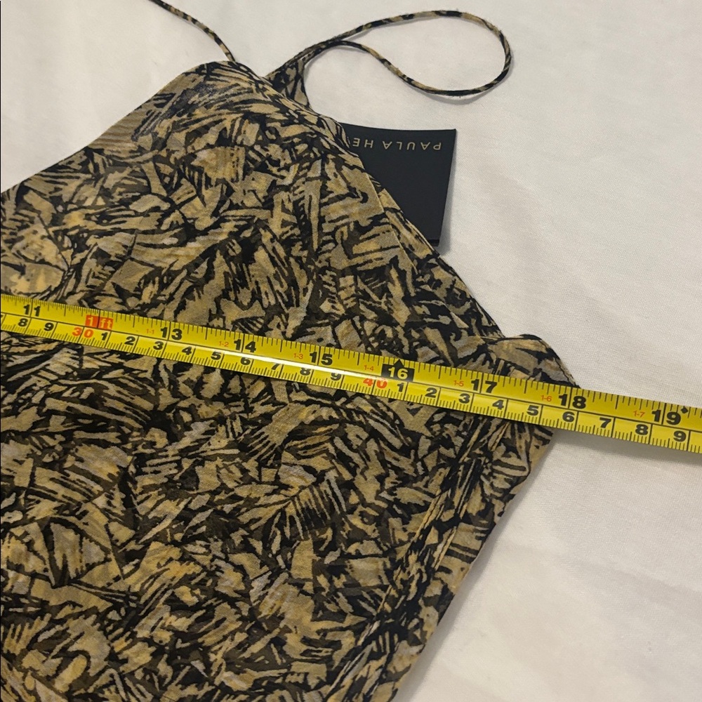 VIX PAULA HERMANNY red & Tan tropical mini dress 100% silk SZ M resort wear NWT - Picture 8 of 14